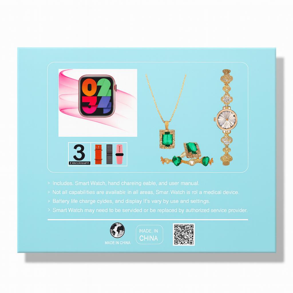 A68 PLUS ÉDITION LUXE – Montre Connectée 2.2" + Coffret Bijoux Dorés & 3 Bracelets Interchangeables | Élégance, Innovation & Raffinement