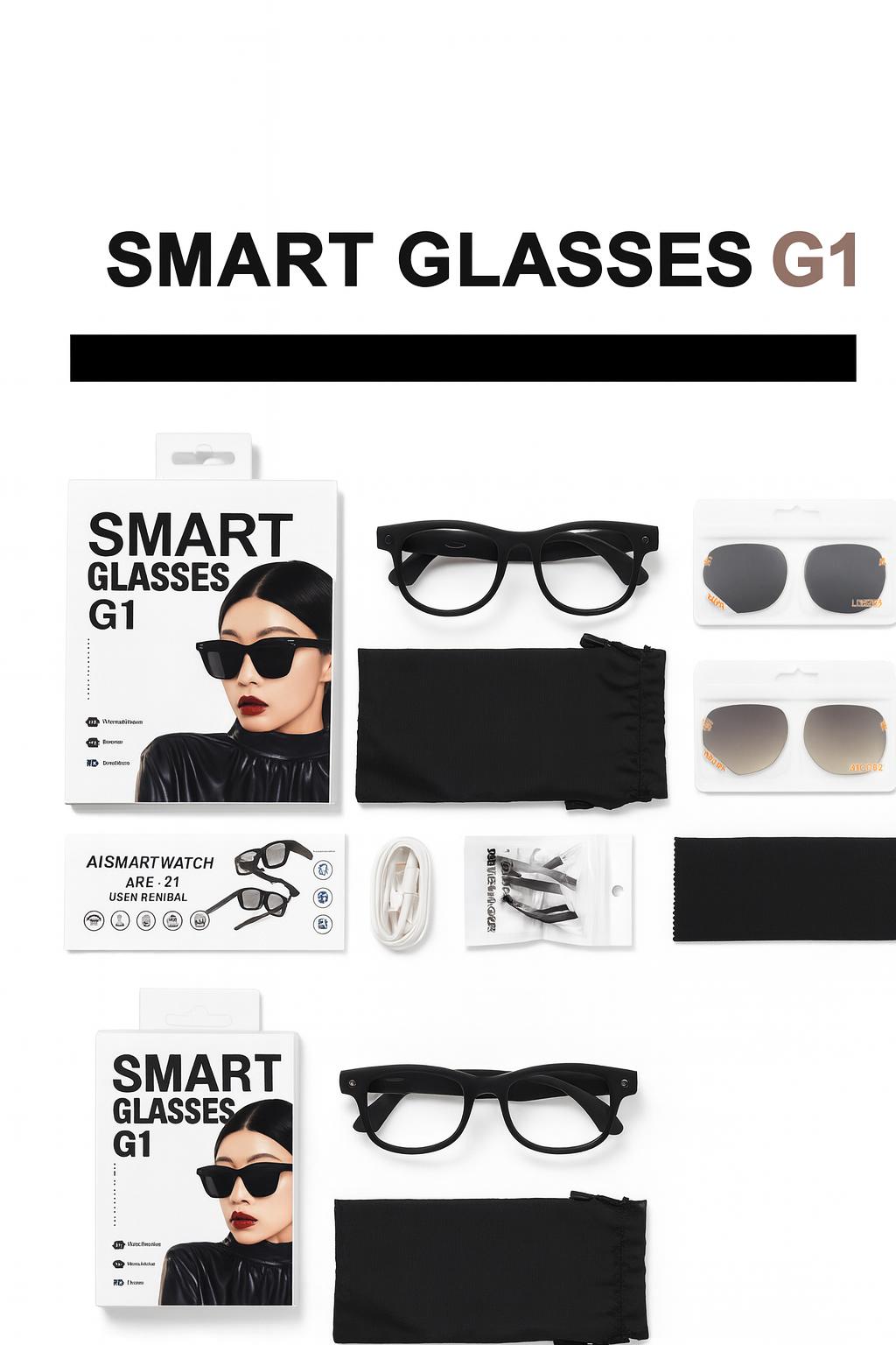 Smart Glasses G1 – Lunettes Connectées Bluetooth avec Verres Interchangeables | Style & Technologie