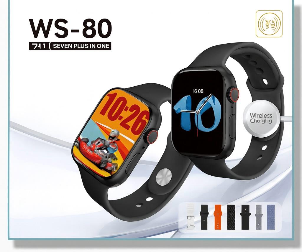 WS-80 – La Smartwatch 7-en-1 : Écran 2.2", Charge Sans Fil, Design Premium & Performances Exceptionnelles