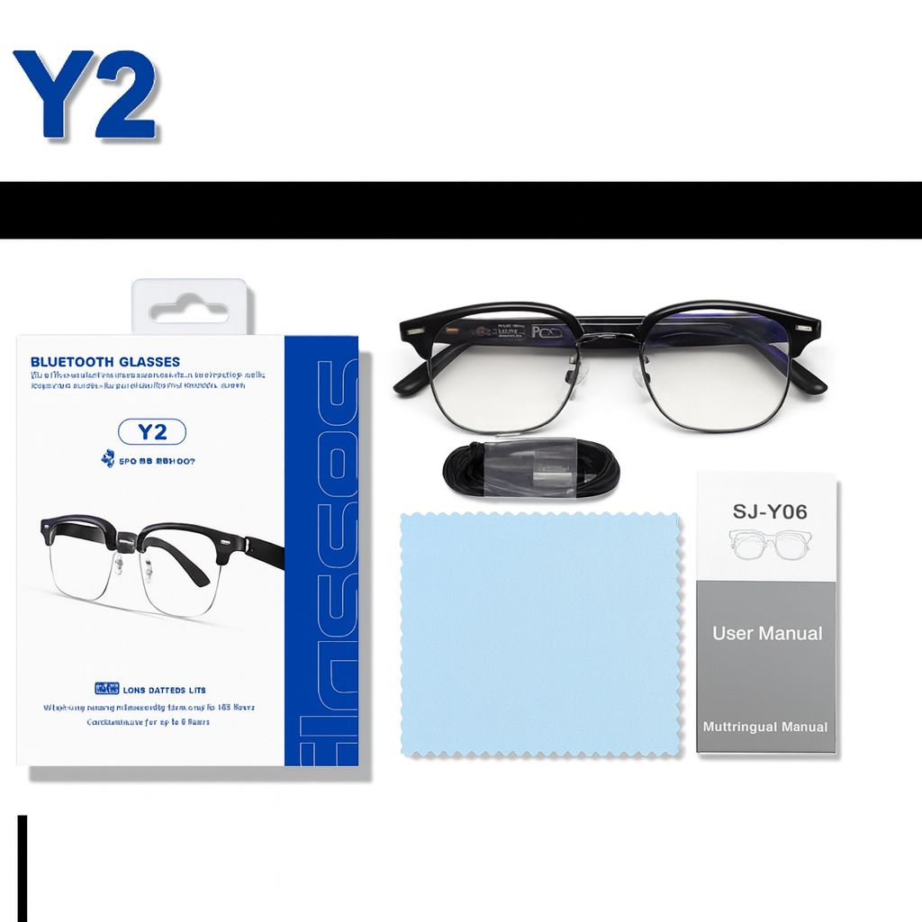 Smart Glasses Y2 – Lunettes Bluetooth Élégantes avec Micro Intégré et Filtre Anti-Lumière Bleue