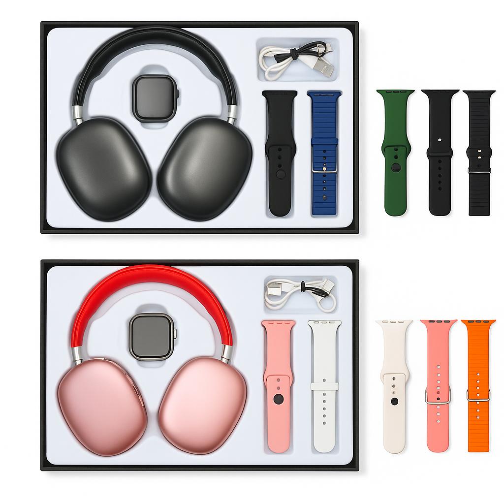 ZT-HP LUXE PACK – Montre AMOLED 2.2” + Casque Bluetooth Hi-Fi ANC + 4 Bracelets Interchangeables | Élégance, puissance et liberté.