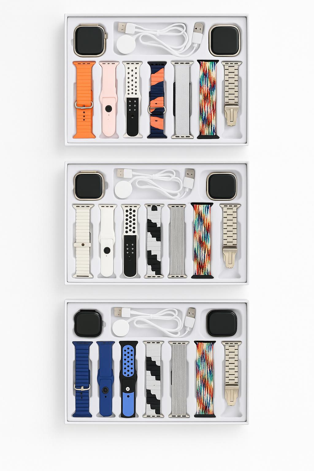 SU7+2 Coffret Premium – 2 Montres Connectées & 7 Bracelets Offerts | Le Luxe à Porter Chaque Jour