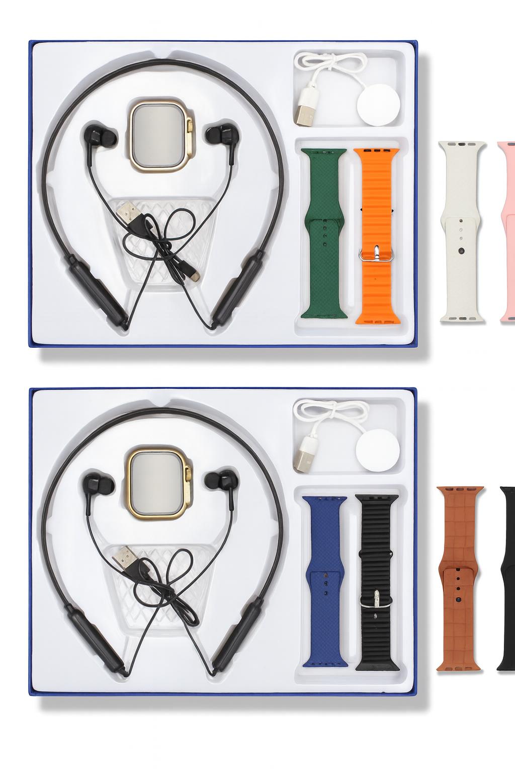 ZT-603 Ultra3 – Pack Smartwatch 2.2" + Écouteurs Bluetooth Neckband + 4 Bracelets Interchangeables | L’innovation au poignet et dans tes oreilles