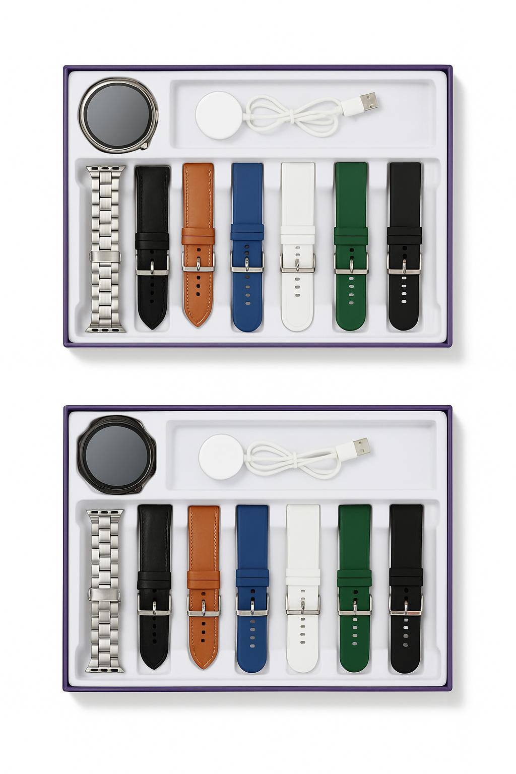 WATCH 4 Smart Watch – Écran Géant 2.8" + 7 Bracelets Interchangeables | Élégance & Innovation